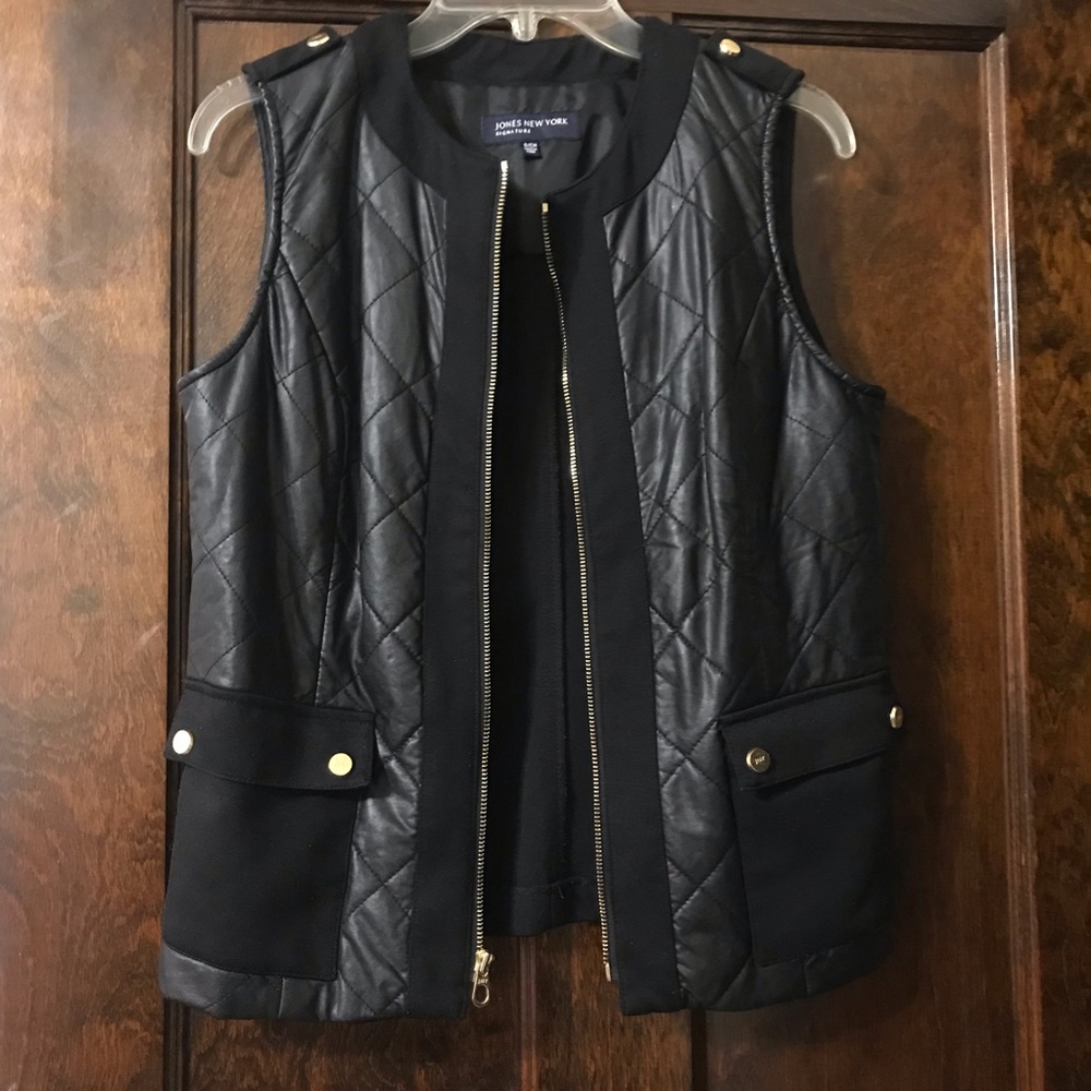 Cotton & leather vest